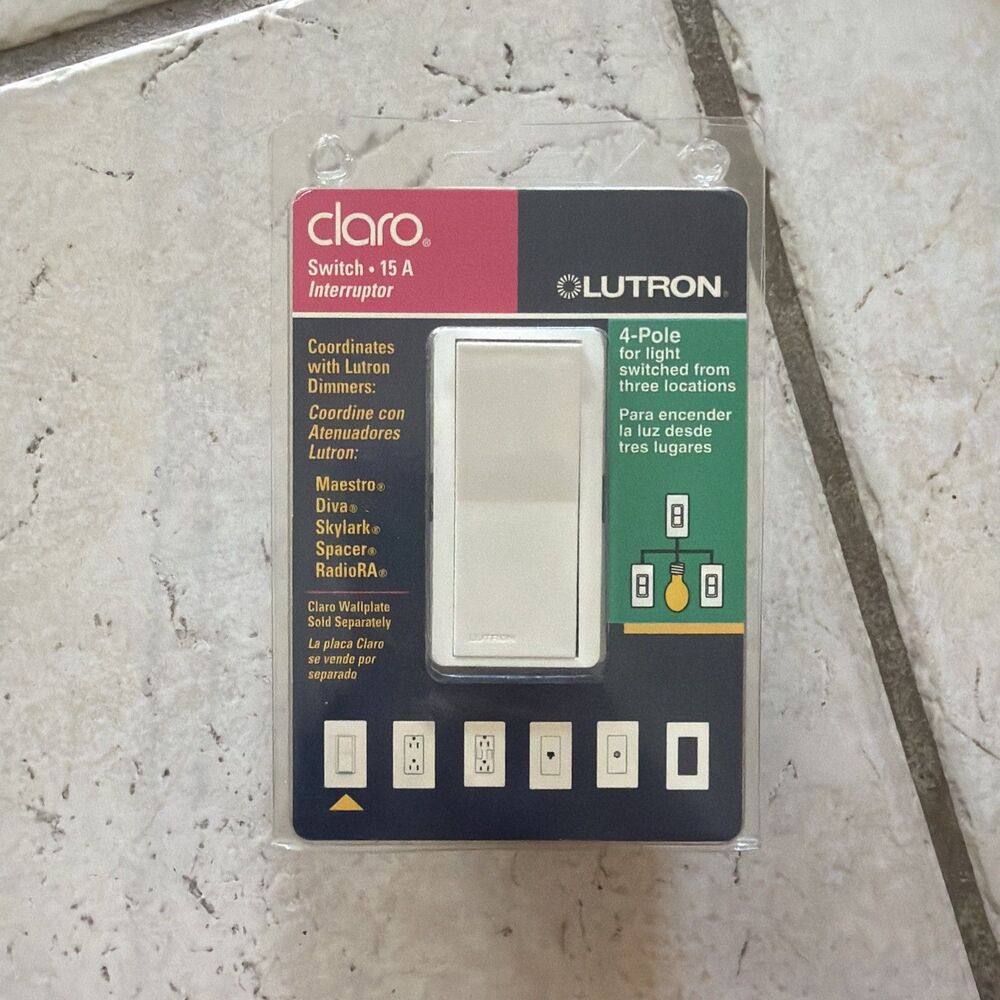 NEW LUTRON Claro Switch 15A FOUR Pole Light Switch Interruptor CA-4PSH-WH Sealed